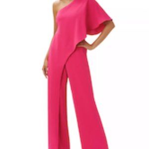 Adrianna Papell One Shoulder Jumpsuit in Watermelon Bliss, US size 12